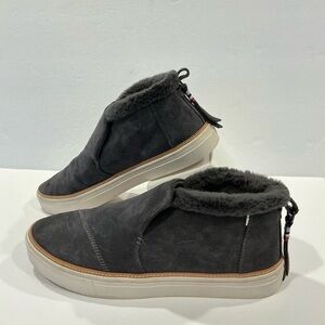 Toms Women’s Paxton Suede/ Faux Shearling Slip On  Grey Boots 9